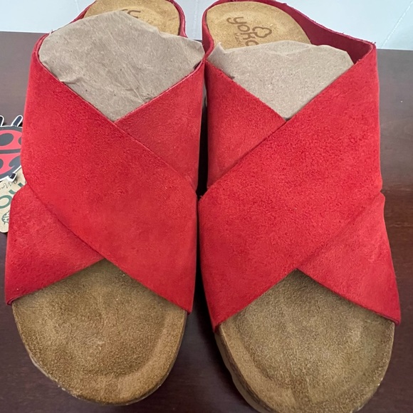 Yokono Red Suede Wedge Sandals comfortable boho made in Spain 6.5 NWT - Picture 6 of 6